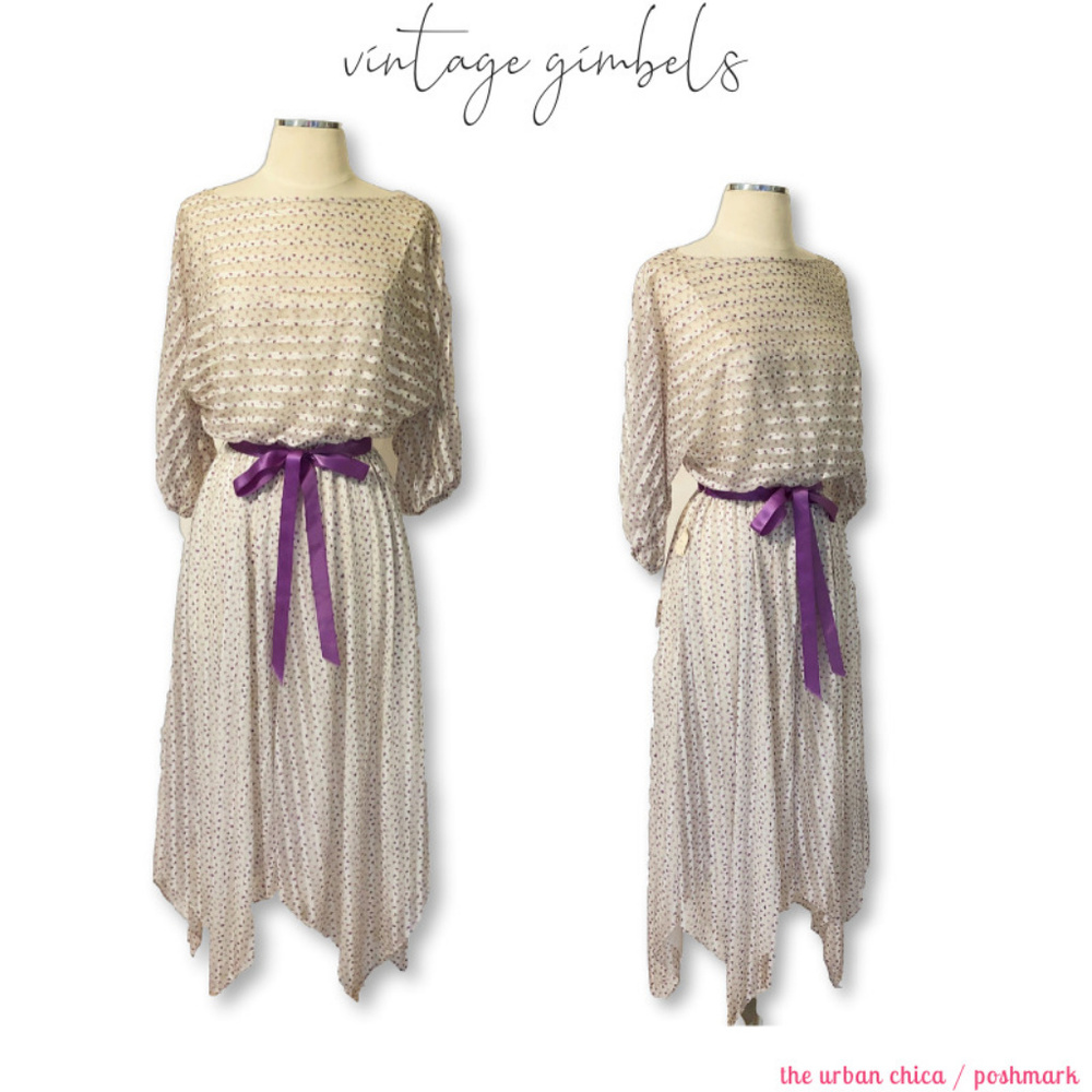 NWT VTG Gimbels Blouson Sheer Lined Floral Dress